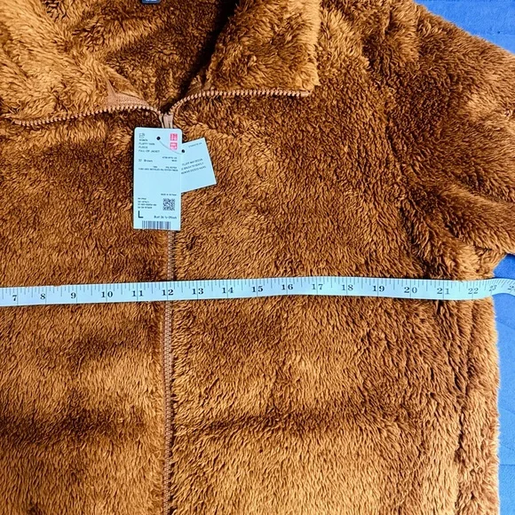 Uniqlo Plush Teddy Zip-Up Jacket - Chestnut Brown Cozy Soft. - Picture 6 of 6